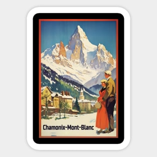 Chamonix, Mont Blan, Ski Poster Sticker